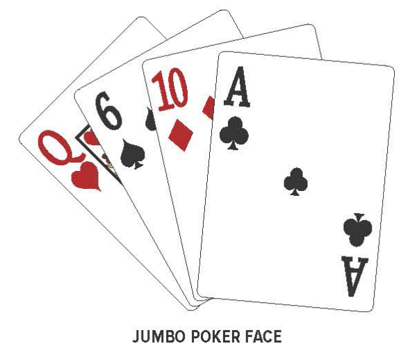 A deck of cards with a poker face design.